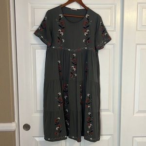 Tea N Rose dress, olive green, size L